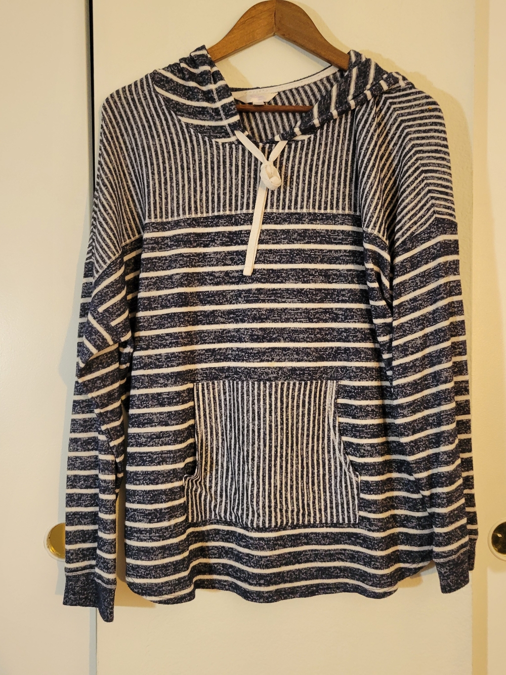 Secret Treasures Navy and White Striped Hoodie Pullover